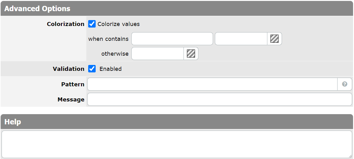 Text Advanced options