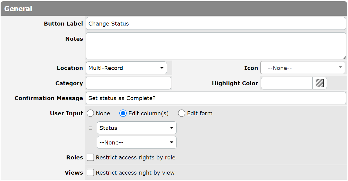 Multi-record Button Settings
