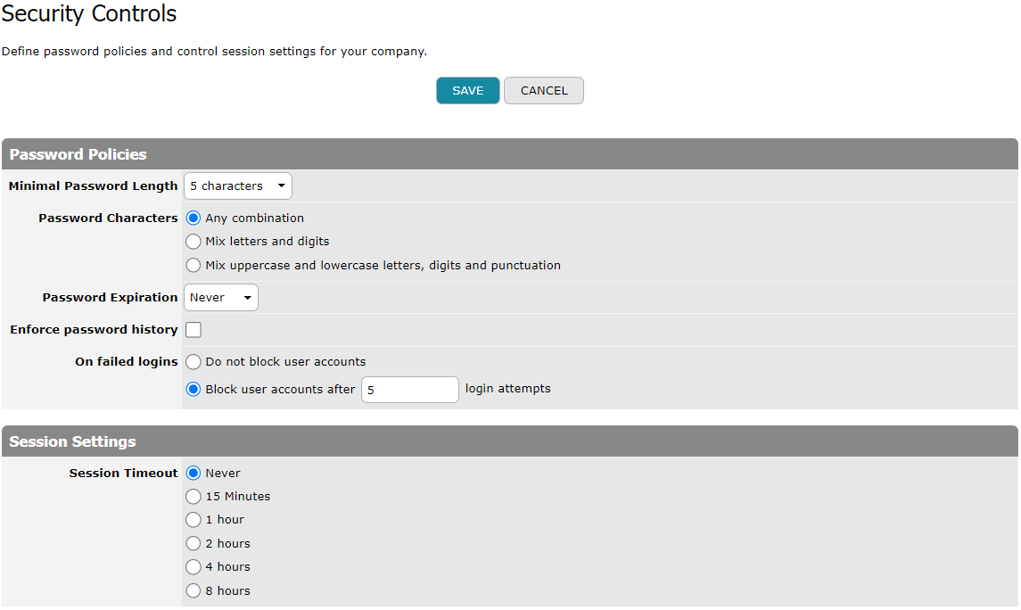 Security Controls Form