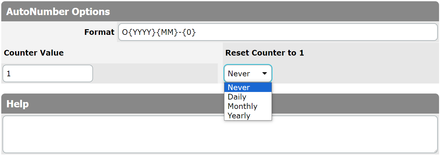 Autonumber Column Options