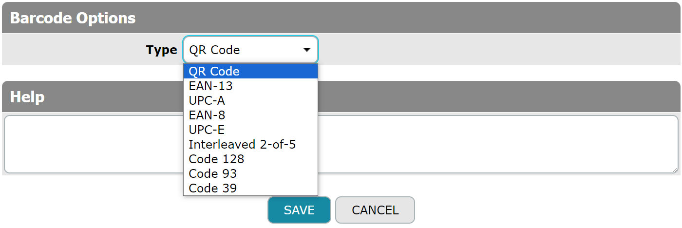 Barcode options