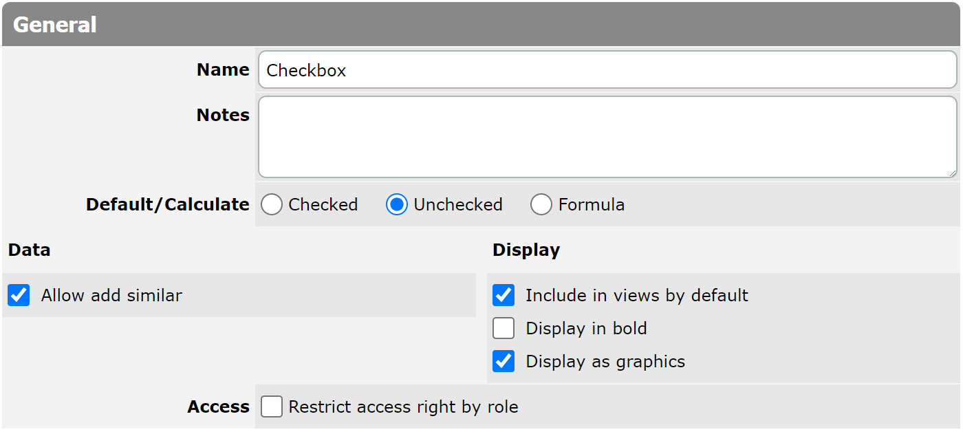 Checkbox General Column