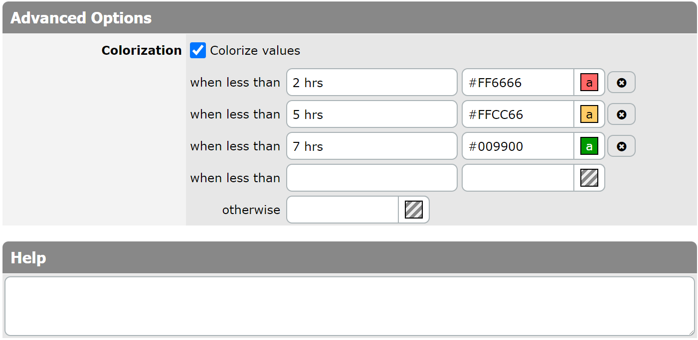 Duration advanced options