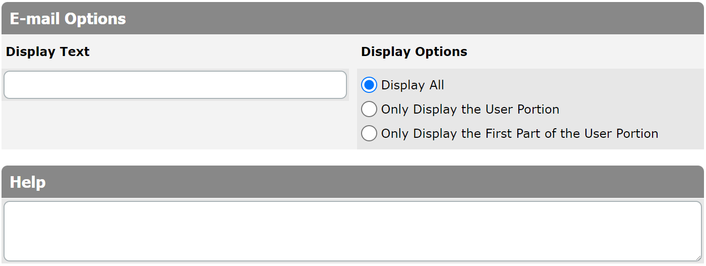 Email Column Options