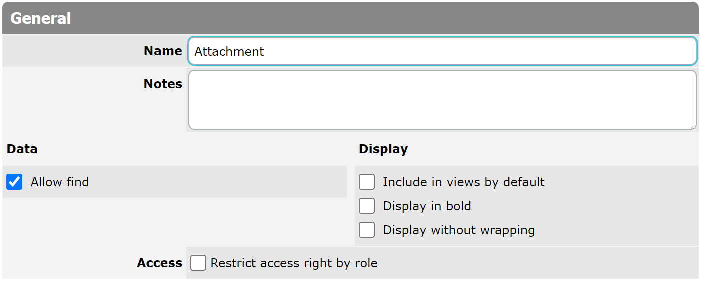 Attachment general properties