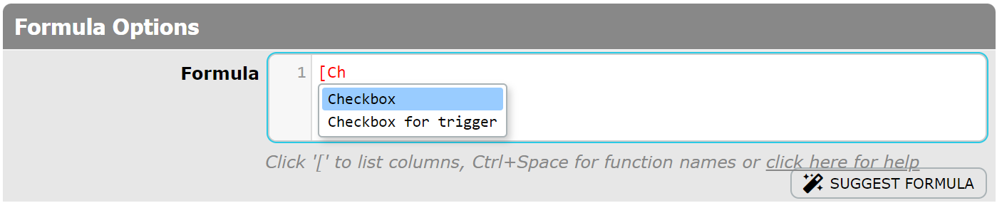 Formula Listed Columns