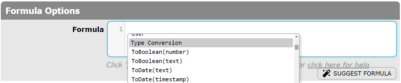 Formula Options Functions