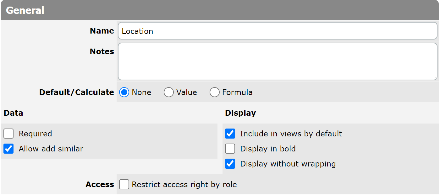 Location General Properties