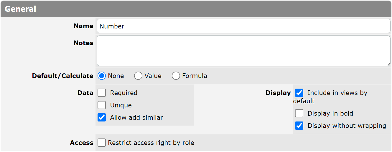 Numeric Column General