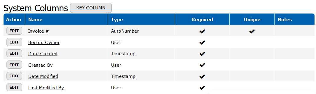 System Columns