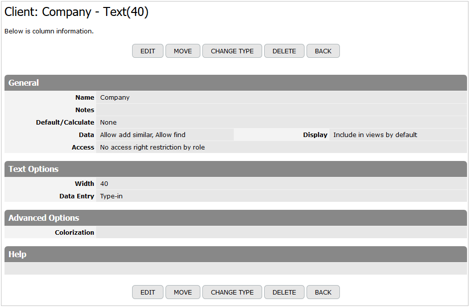 Column Properties