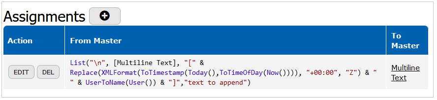 Append text assignment