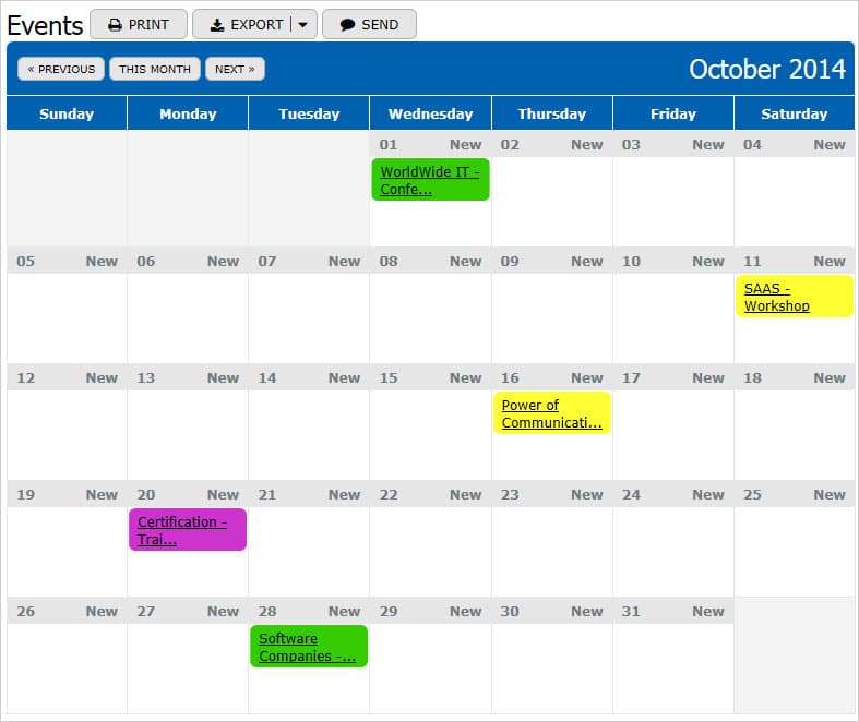 Calendar View Example