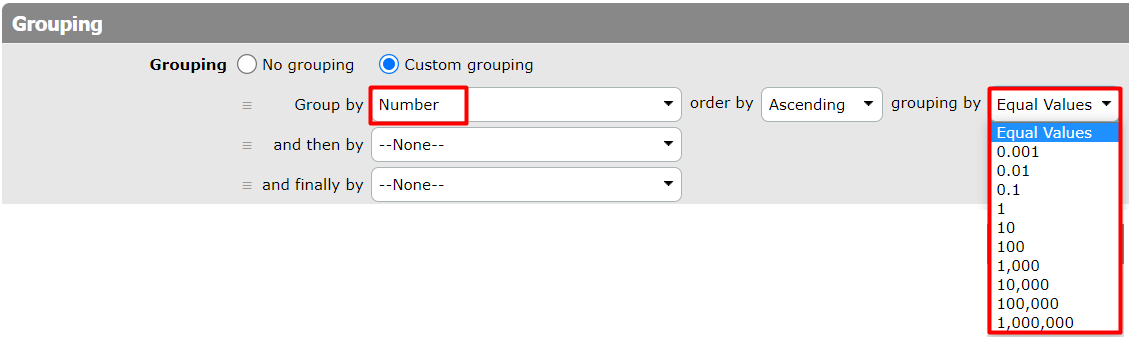 Numeric Grouping
