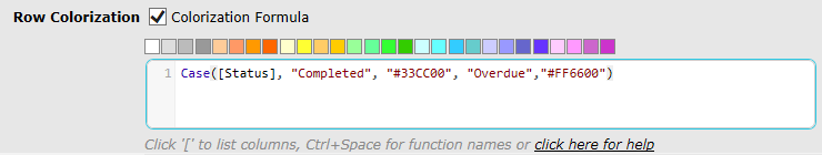 Row Colorization formula