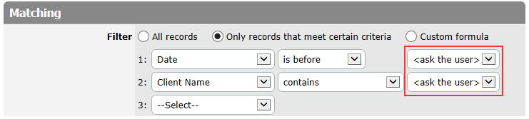 Ask the User option