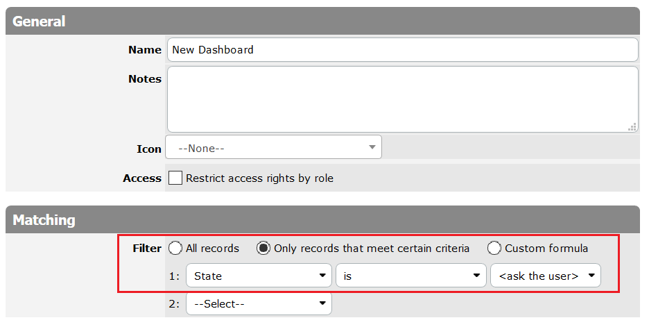 Dashboard Filter