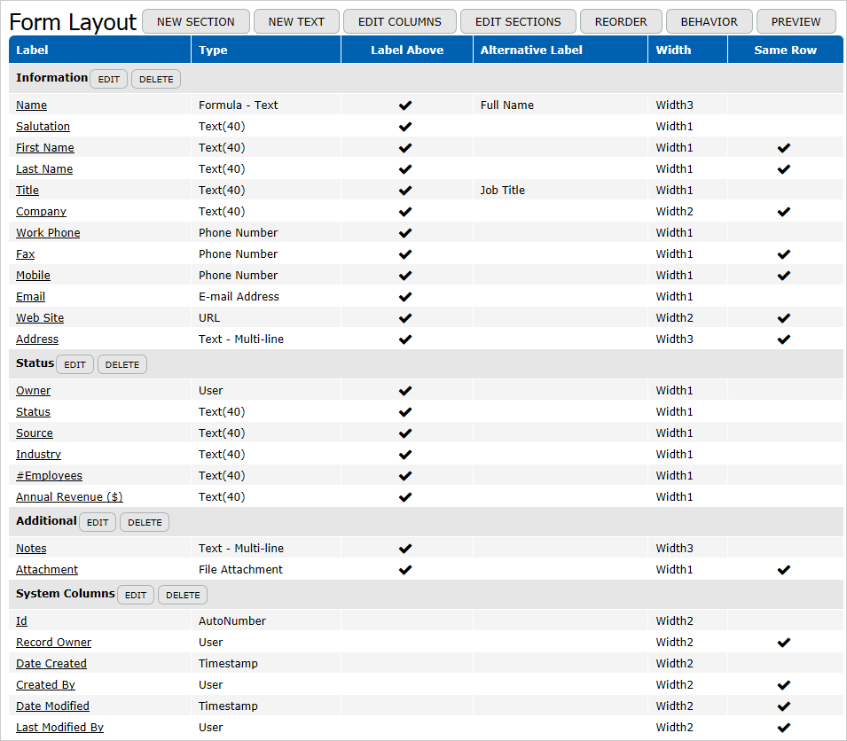 Form Layout