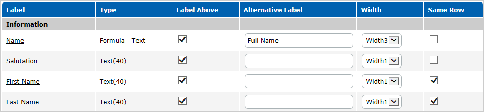 Edit Columns Form