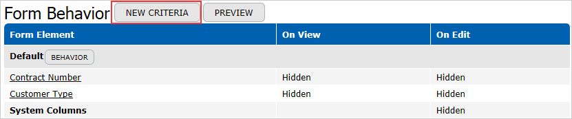 New Criteria Button