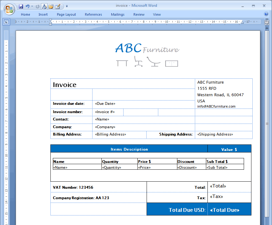 Customized Document Template