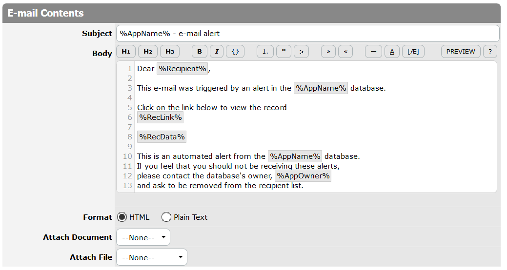 E-mail Contents