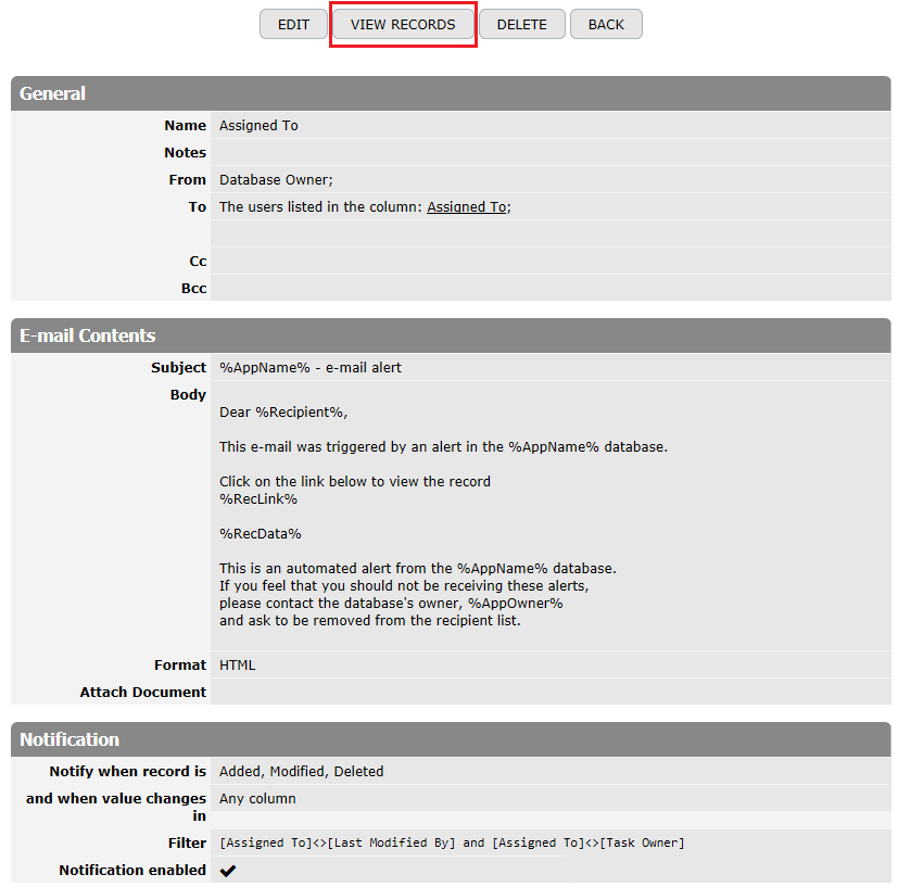 E-mail Notification