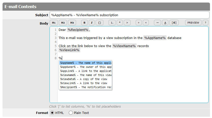 Subscription Email Contents