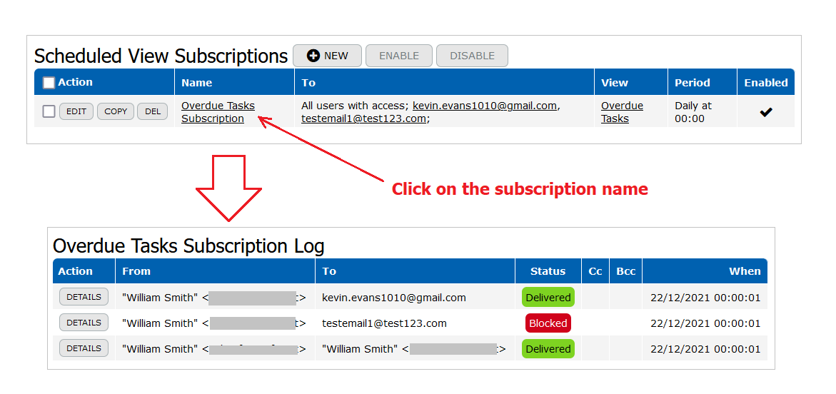 Subscription Log