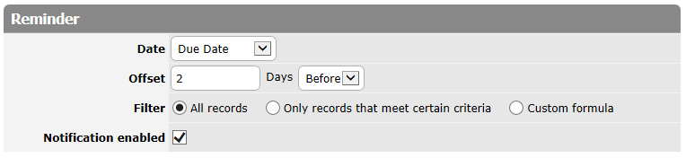 Reminder Options