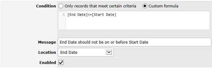 Validation Rule Example