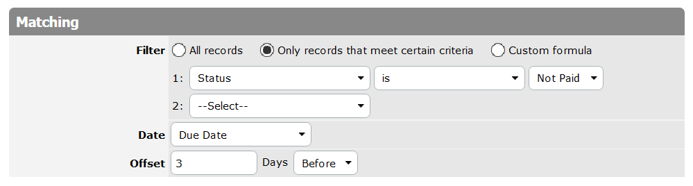 Time Dependent Matching
