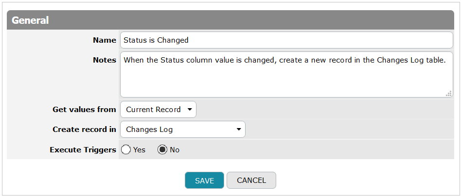 Create Record action