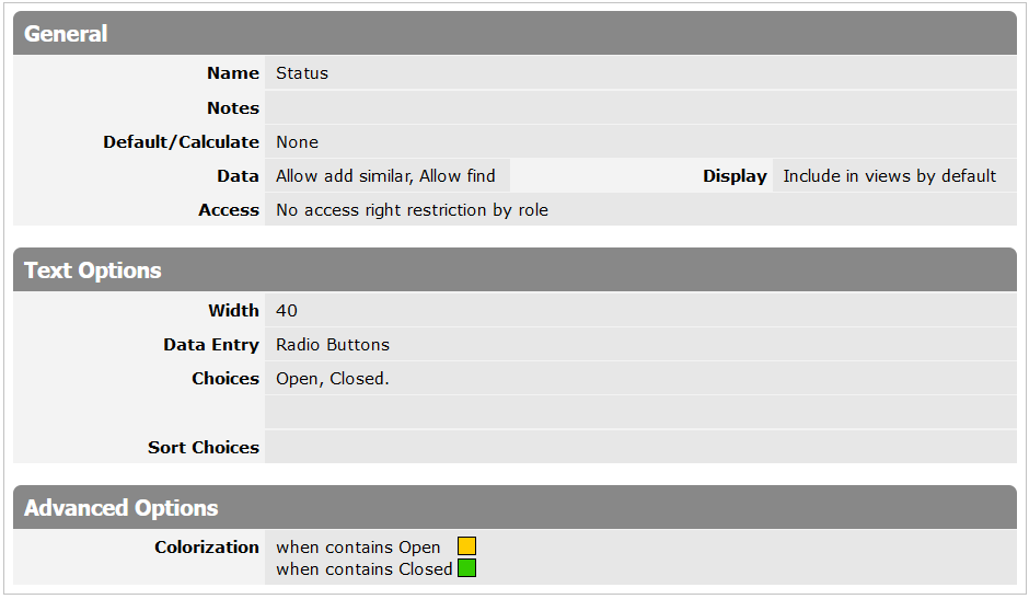 Status Column Settings
