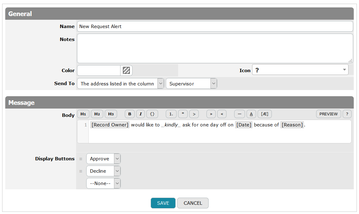 Mobile Alert Form Example