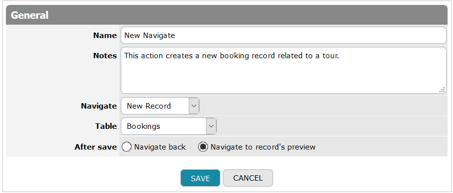 New Navigate Action