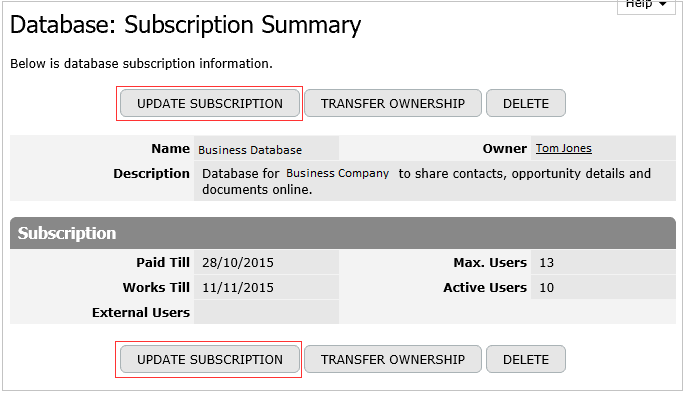 Manage Subscription