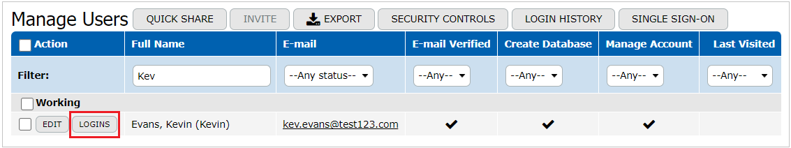Logins Button
