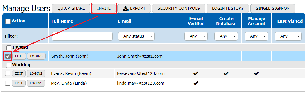 Invite Button