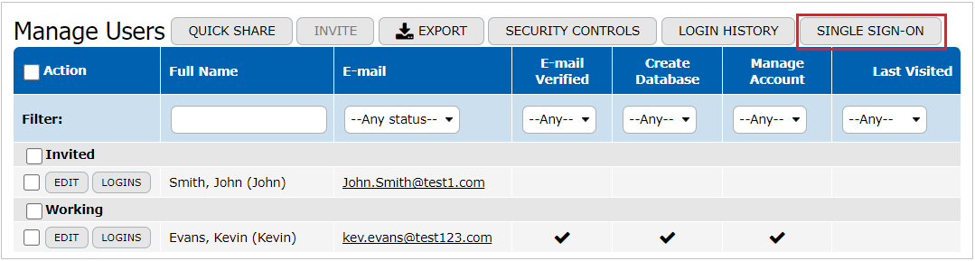 Single Sign-On Button