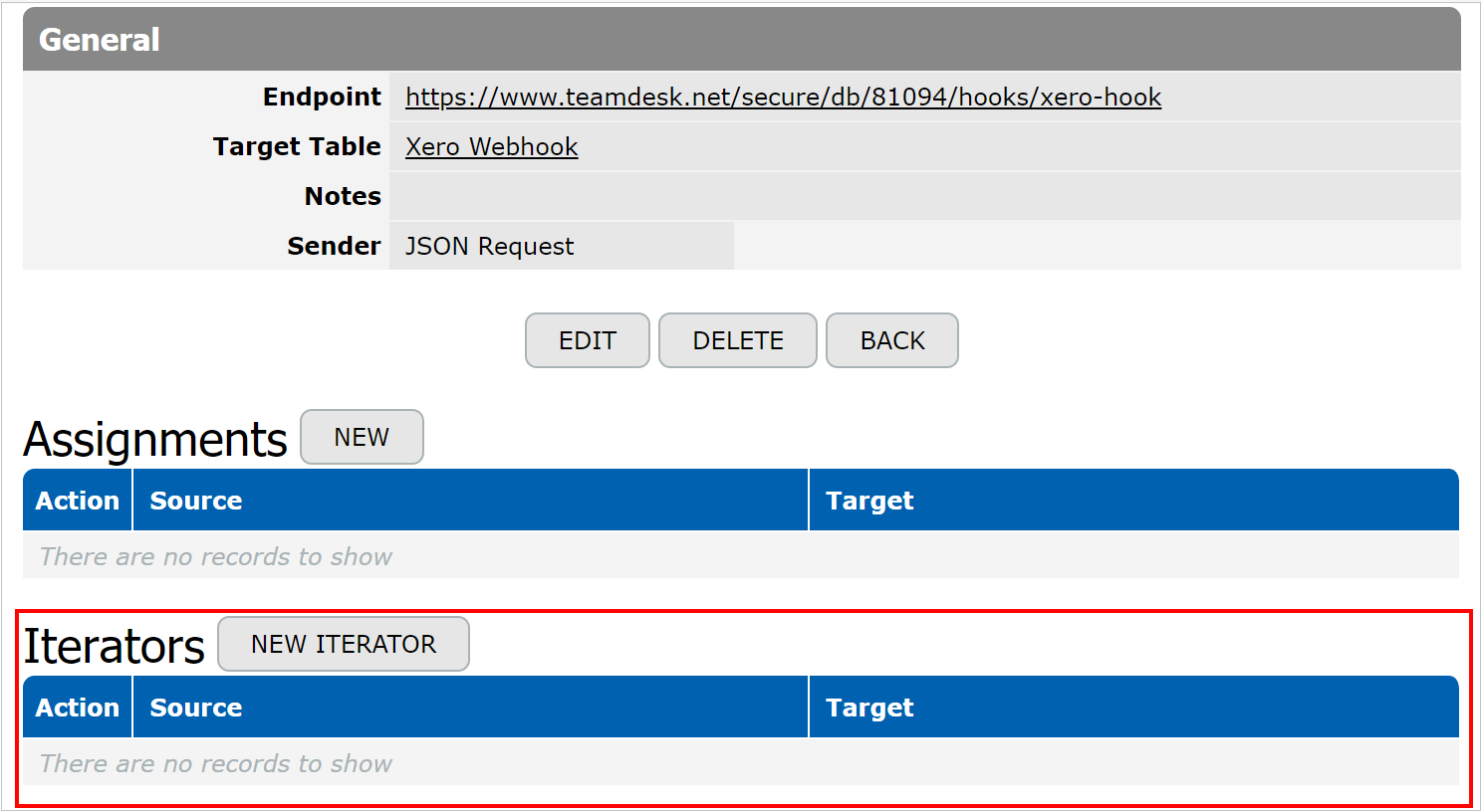 Webhook Iterators
