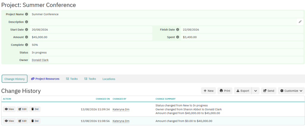 History Tracking in TeamDesk