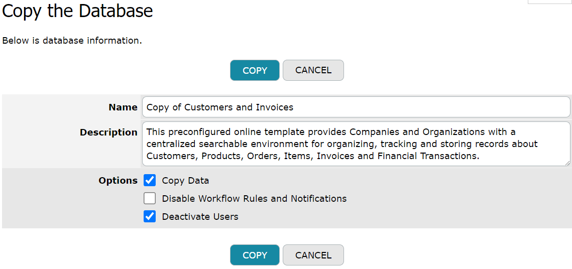 Database Copy