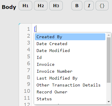 Columns Dropdown