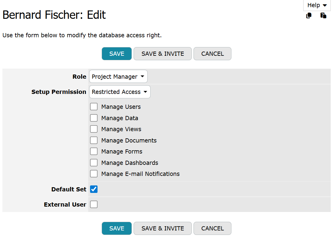 User Setup Permissions